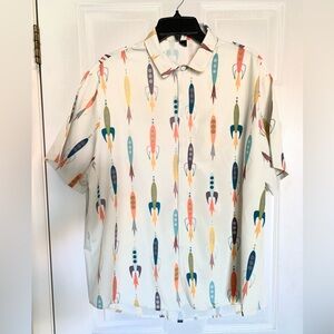 Retro Rocket Shirt. Mens NWT Hipster Vintage Style Short  Sleeve.